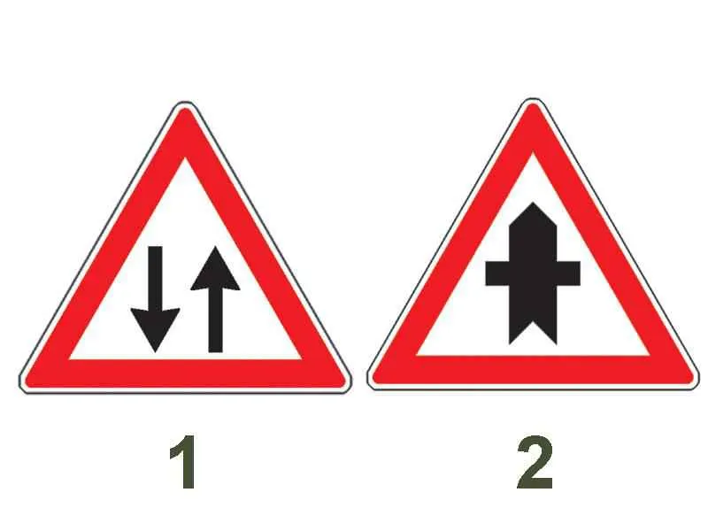 Care dintre cele două indicatoare avertizează conducătorii de motociclete că au prioritate?