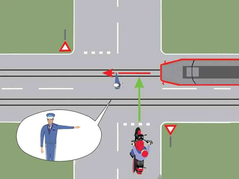 Cui îi permite trecerea polițistul din intersecție?