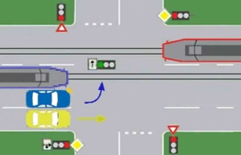 Care dintre vehicule își pot continua deplasarea în intersecție?
