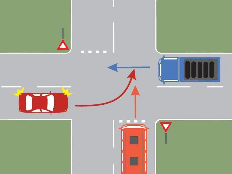 Care autovehicul va trece primul prin intersecție?